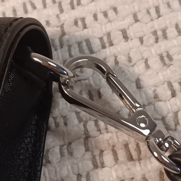 Nine West black faux leather wristlet & chain convertible straps handbag purse - Picture 10 of 15